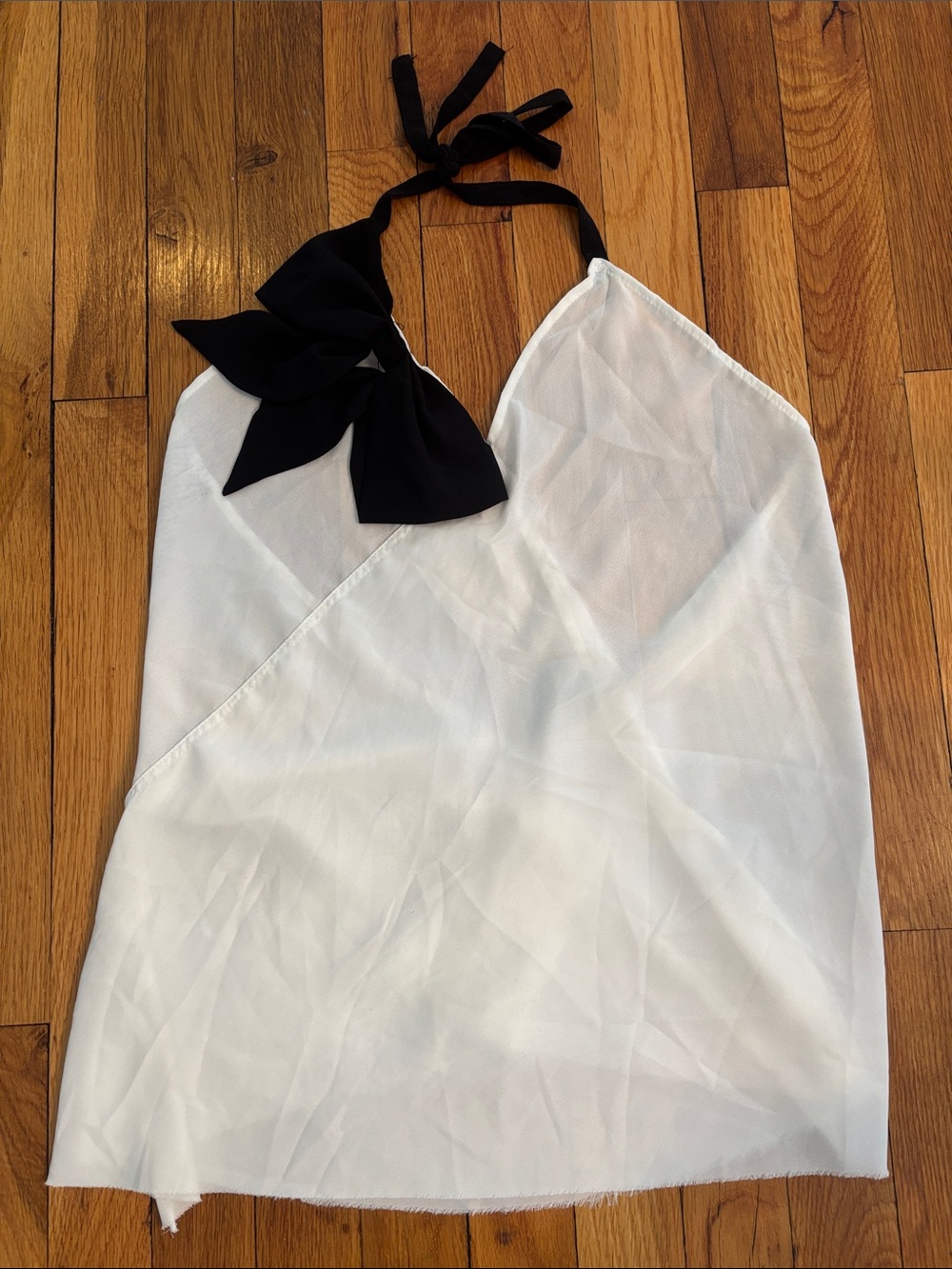 White Halter Camisole with Black Bow Accent (2)